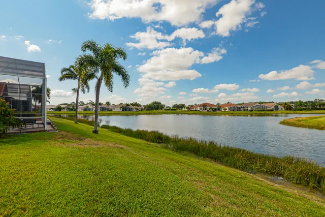 a view of a lake with houses