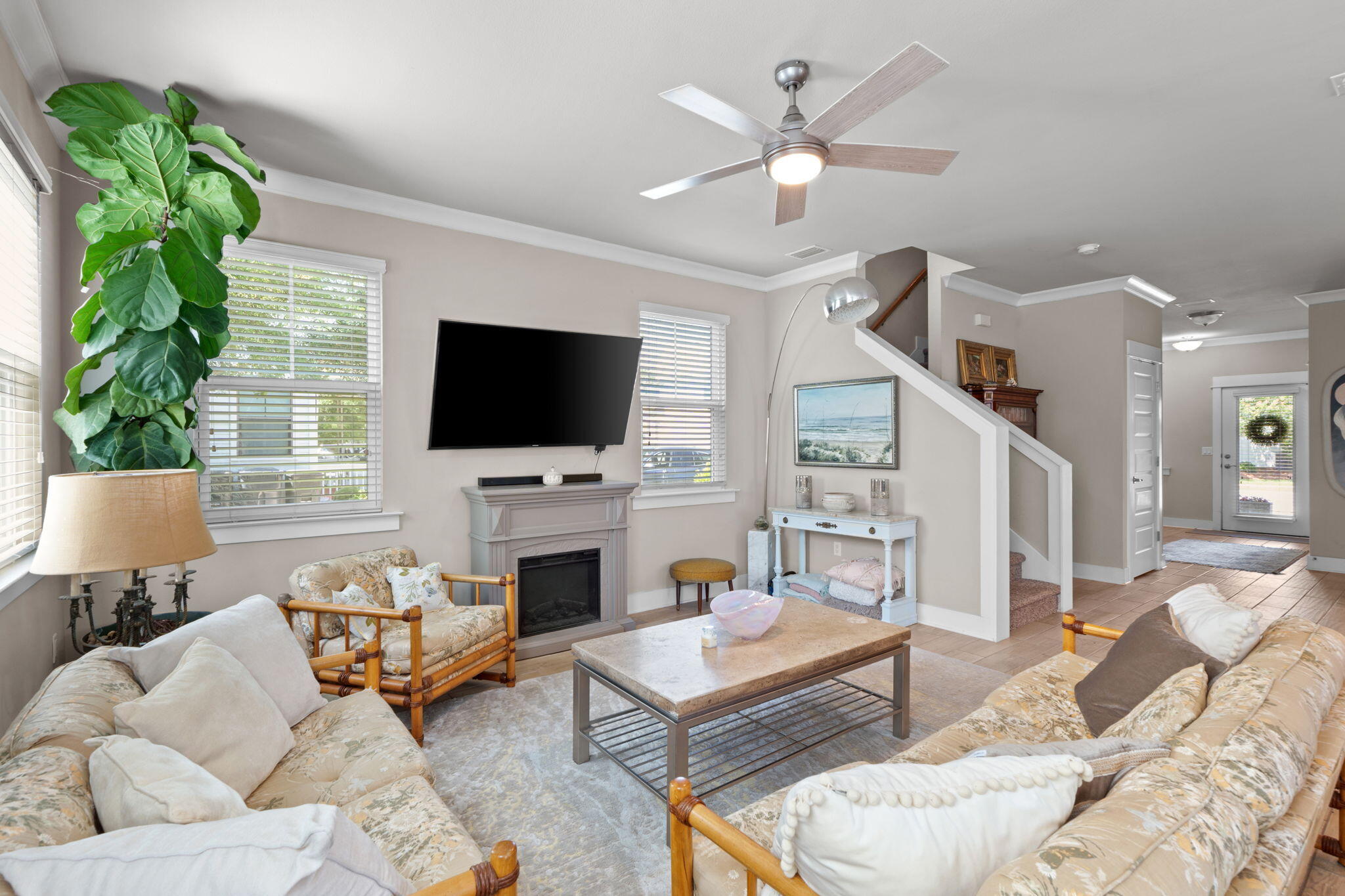 160 Montclair Avenue Santa Rosa Beach, FL 32459 - Photo 17 of 48 a living room with furniture fireplace and a flat screen tv