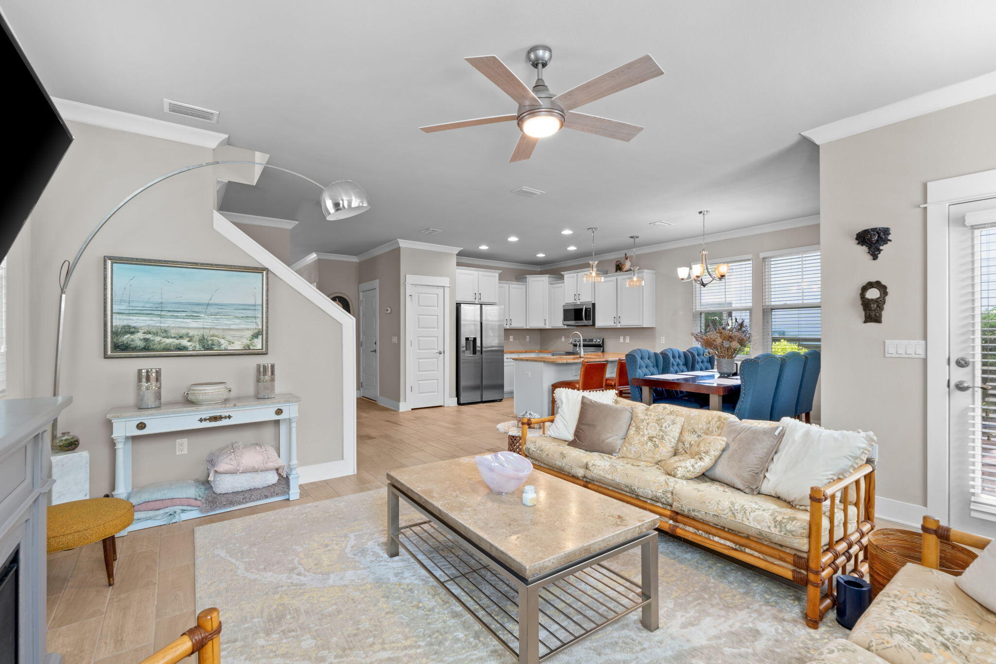 160 Montclair Avenue Santa Rosa Beach, FL 32459 - Photo 18 of 48 a living room with furniture kitchen view and a wooden floor