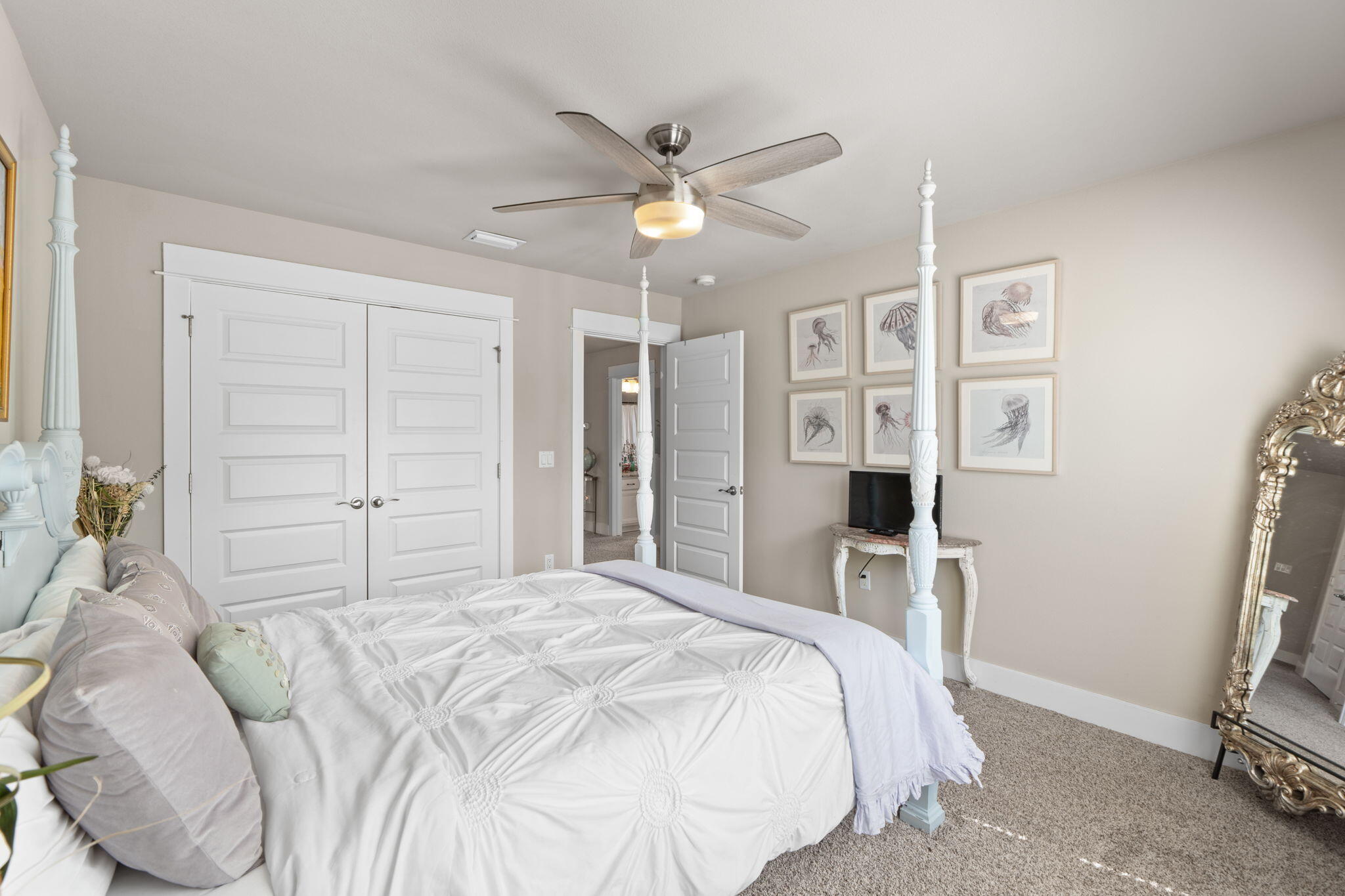 160 Montclair Avenue Santa Rosa Beach, FL 32459 - Photo 24 of 48 a bedroom with a bed and a ceiling fan