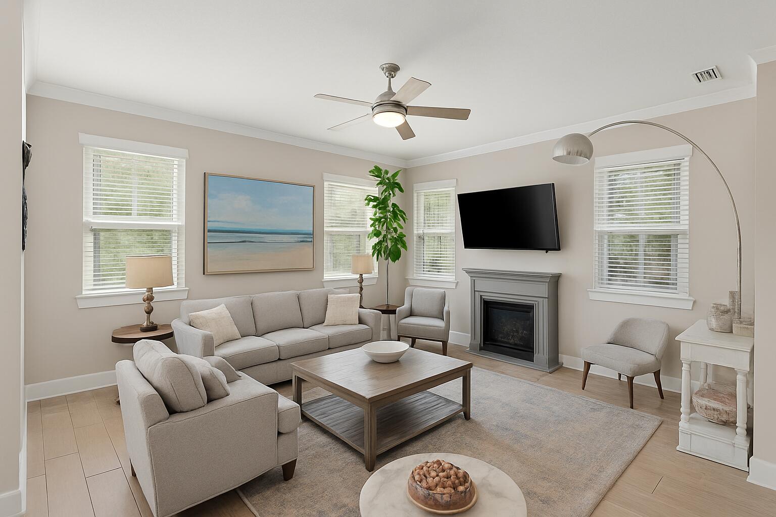 160 Montclair Avenue Santa Rosa Beach, FL 32459 - Photo 4 of 48 a living room with furniture a fireplace and a flat screen tv