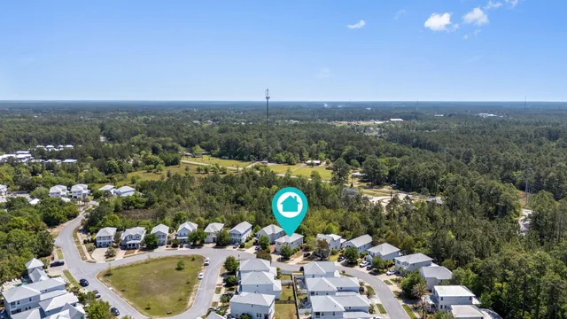 an aerial view of a house
