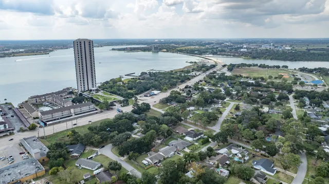 an aerial view of a city with lots of residential buildings