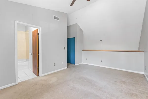 an empty room with closet