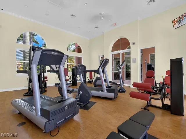 a view of a room with gym equipment