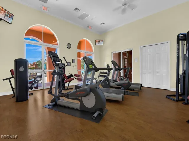 a view of a room with gym equipment