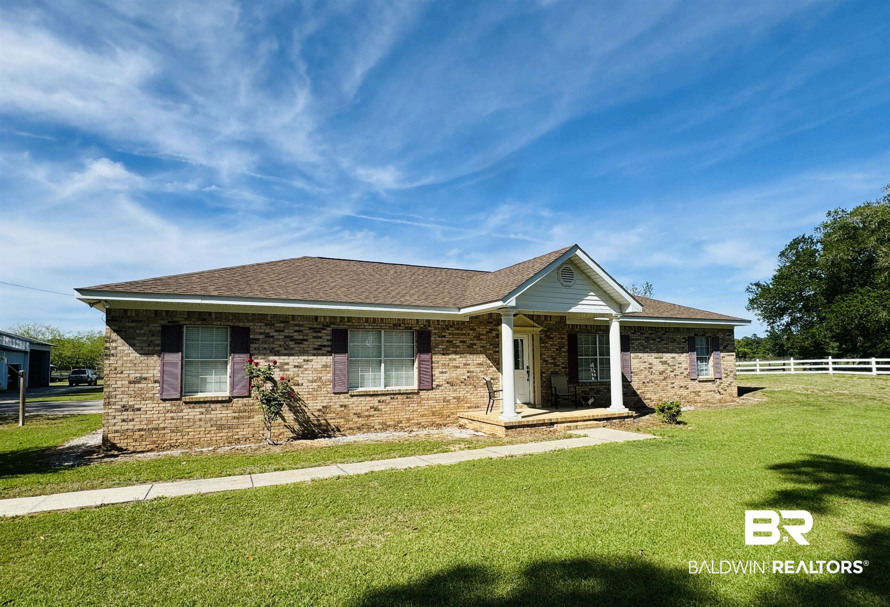 13795 White Road Silverhill, AL 36576 - Photo 12 of 99 Single story home with brick siding, roof with shingles, and a porch