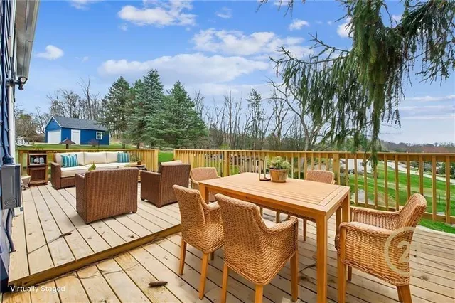 a view of city from terrace with seating space