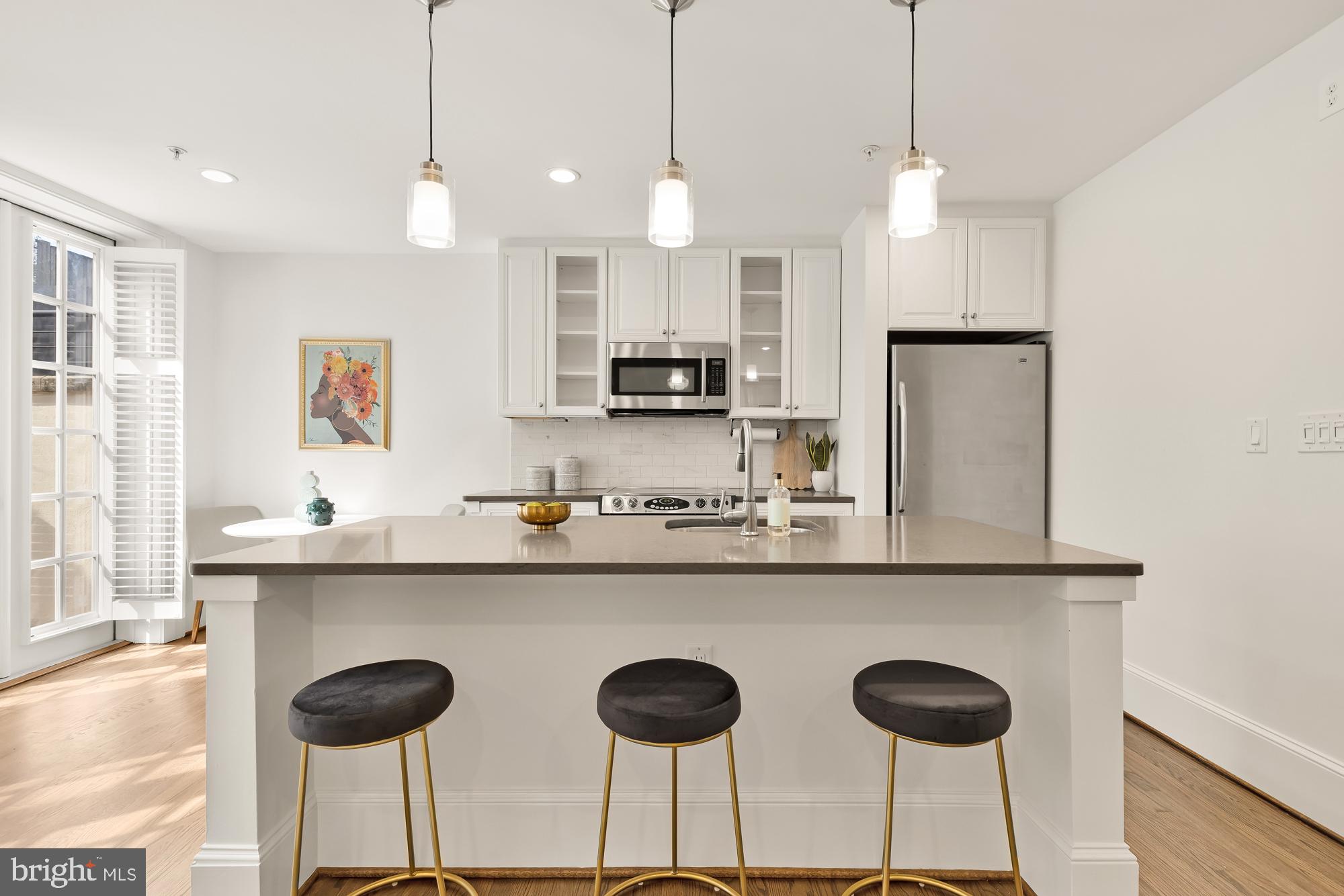 3324 18th Street Northwest, Unit 6 Washington, DC 20010 - Photo 8 of 24 a kitchen with stainless steel appliances granite countertop a refrigerator a sink and a stove