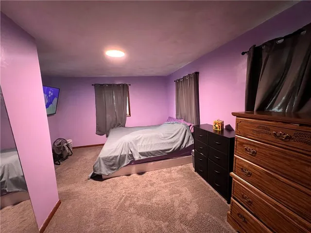 a bed room with a bed and a television