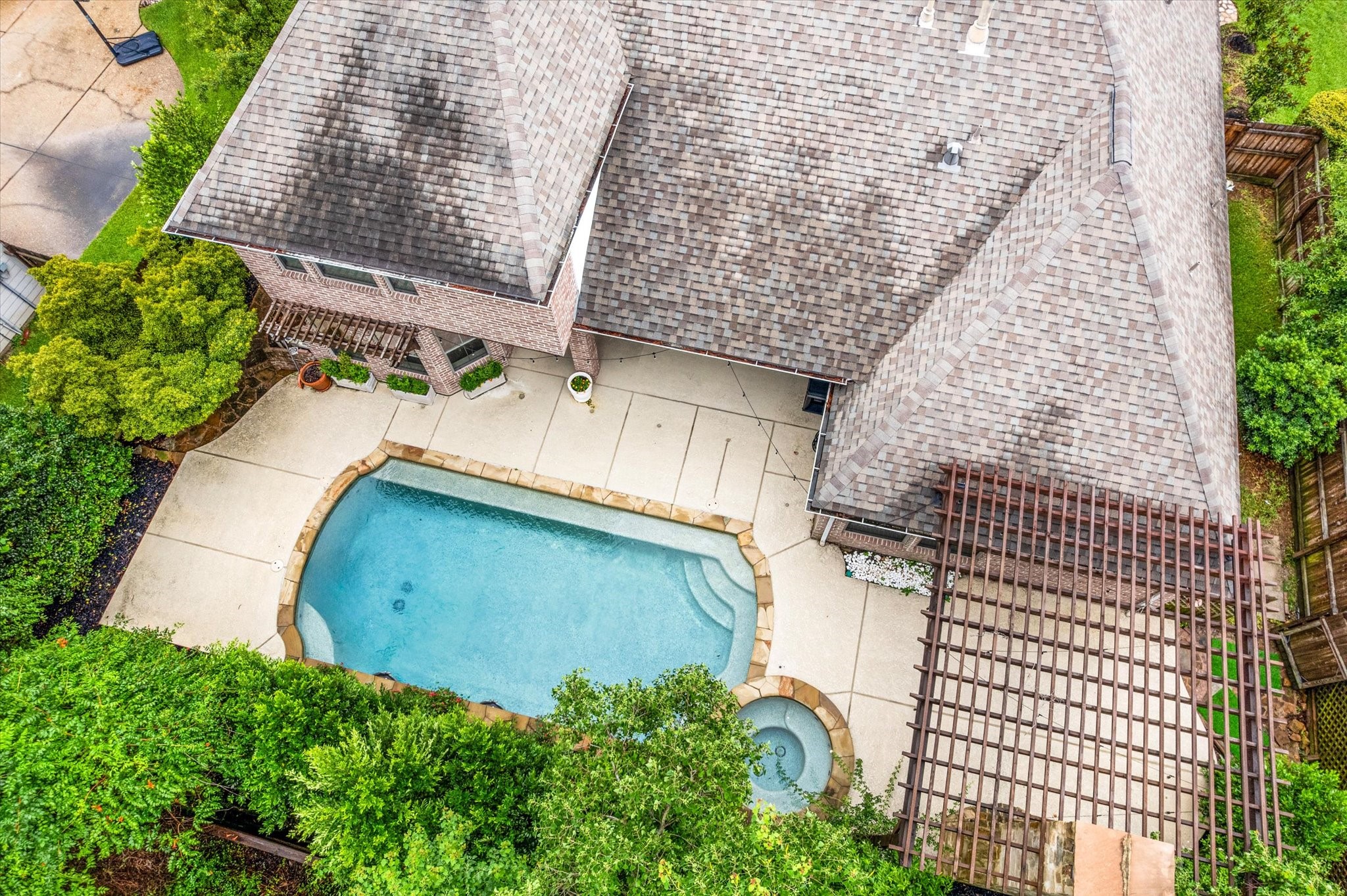 28331 Hollow Springs Lane Spring, TX 77386 - Photo 38 of 49 Aerial view of the private backyard pool and spa