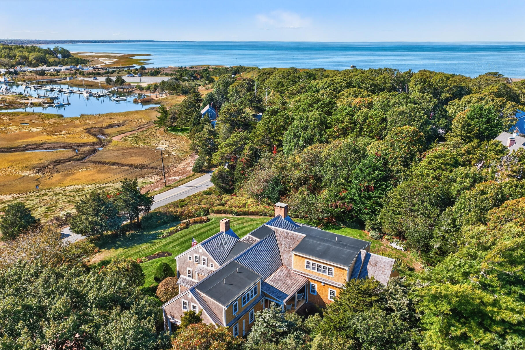480 Dyer Prince Road Eastham, MA 02642 - Photo 2 of 76 an aerial view of a house with garden space and outdoor space