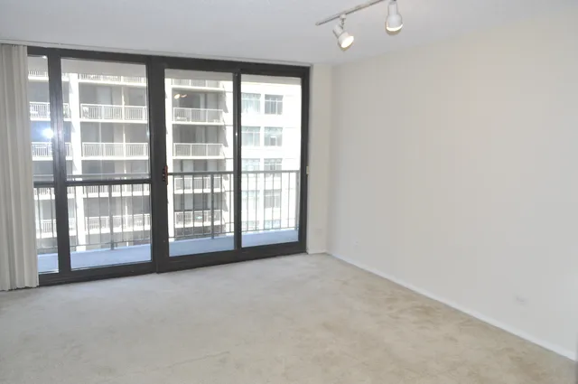 an empty room with windows