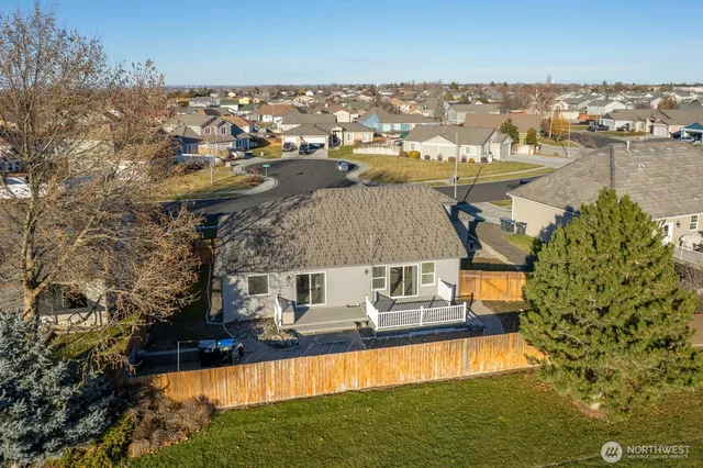 a view of a lake with a city