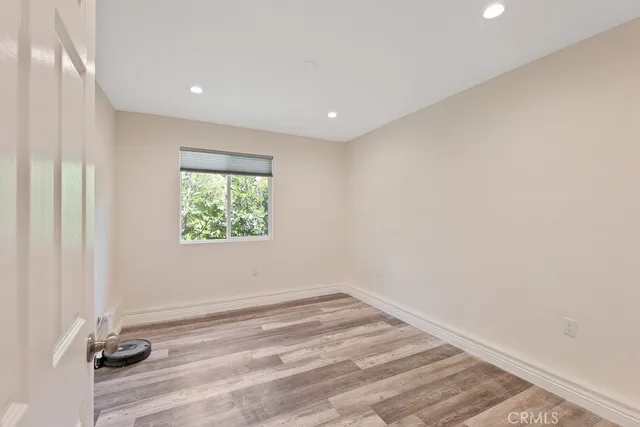 a view of a room with a window