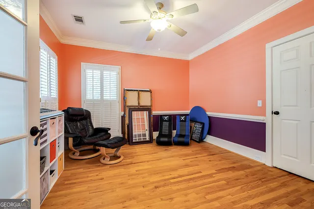 a bed room with a bed and a table