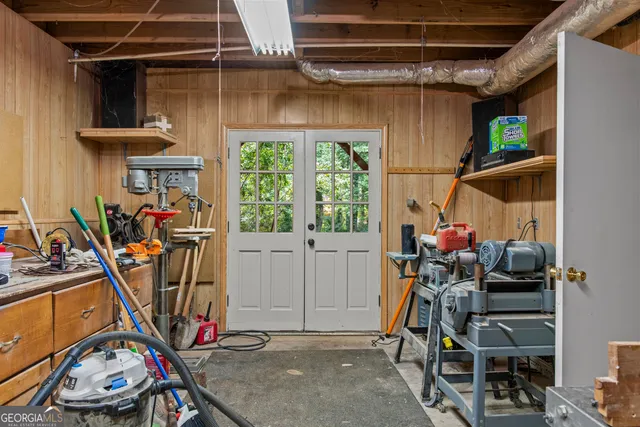 a view of a room with gym equipment