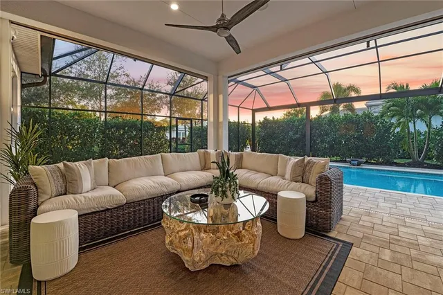 a view of swimming pool with a yard