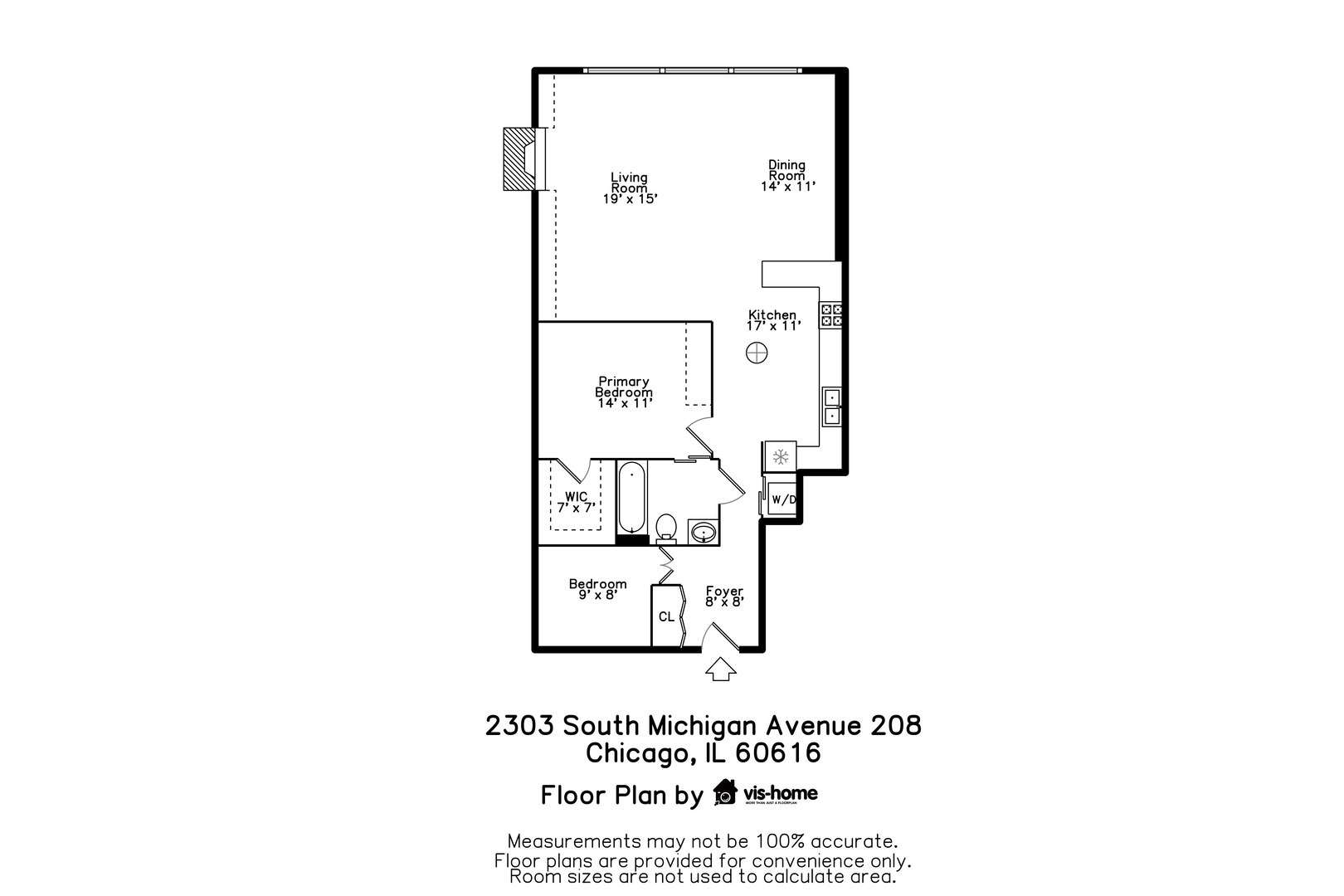 2303 South Michigan Avenue, Unit 208 Chicago, IL 60616 - Photo 19 of 21 a picture of a bench in front of a wall