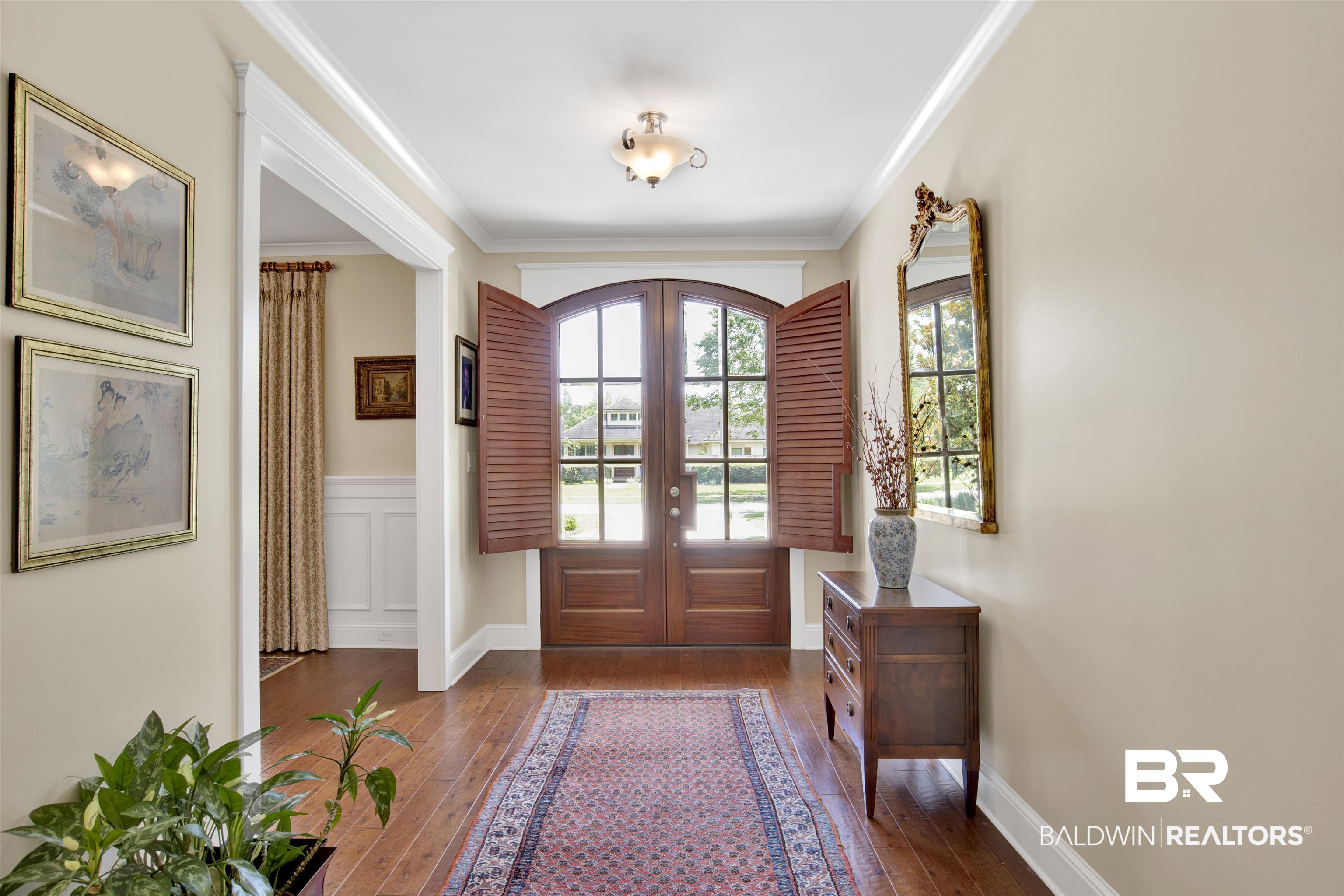 131 Sedgefield Avenue Fairhope, AL 36532 - Photo 8 of 50 Entryway with wood-type flooring, french doors, and crown molding