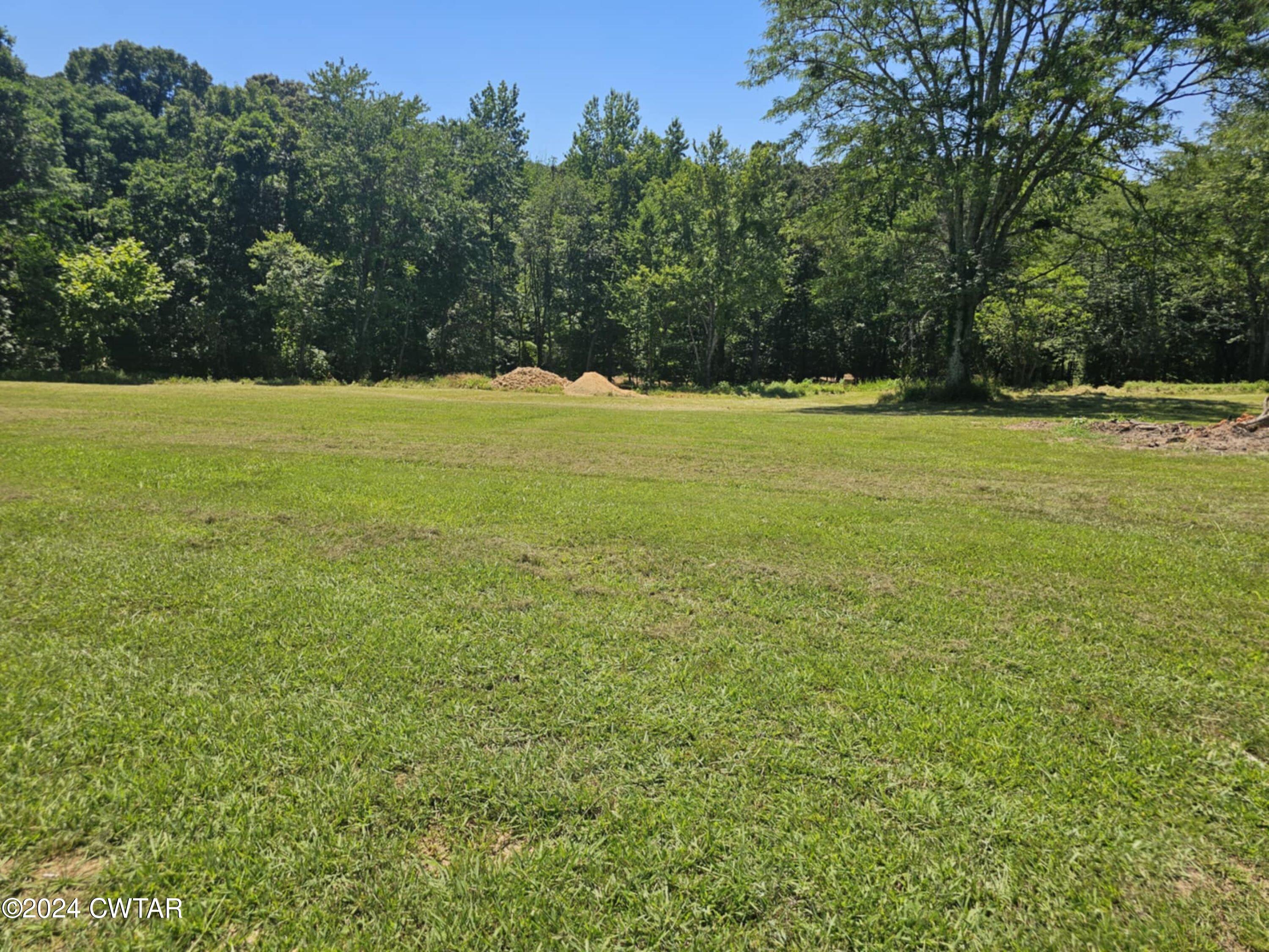 a view of outdoor space with green field and trees