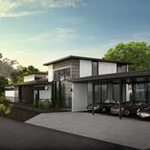 a view of a car park in front of house