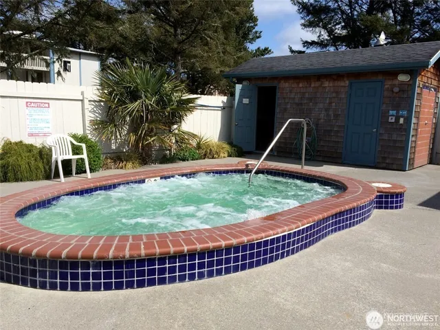 a view of outdoor space deck and swimming pool
