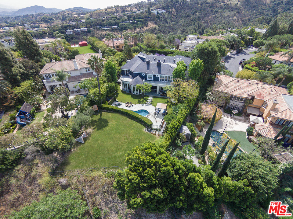 13981 Aubrey Road Beverly Hills, CA 90210 - Photo 17 of 20 an aerial view of residential house with outdoor space and swimming pool