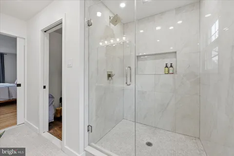 a bathroom with a shower