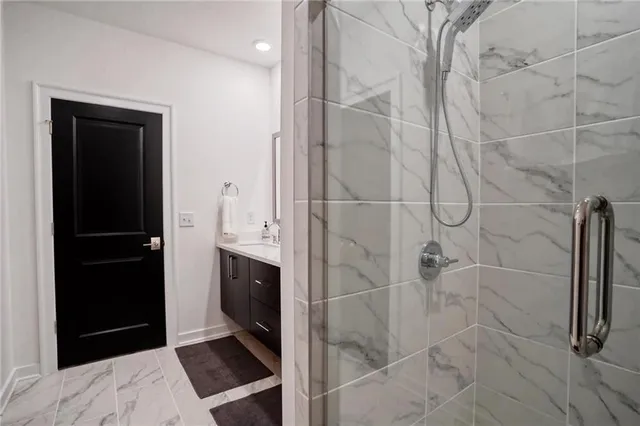 a bathroom with a shower