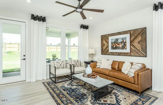 a living room with furniture