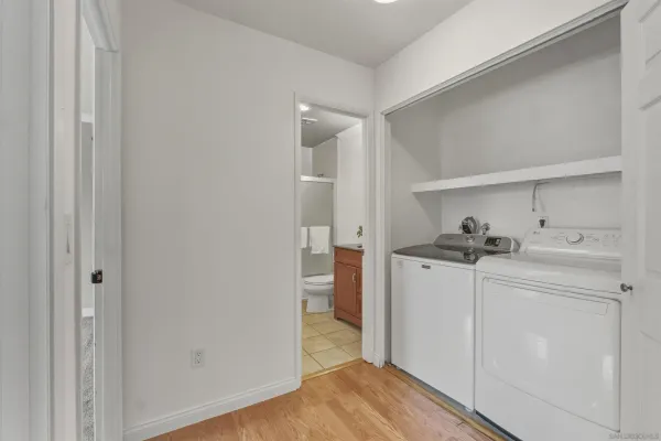 a room with a washer and dryer