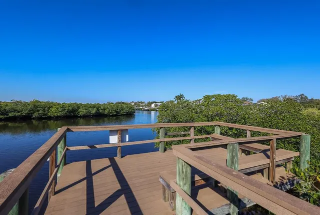 a view of a wooden bridge