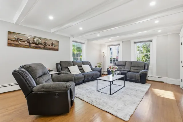 a living room with furniture and a couch