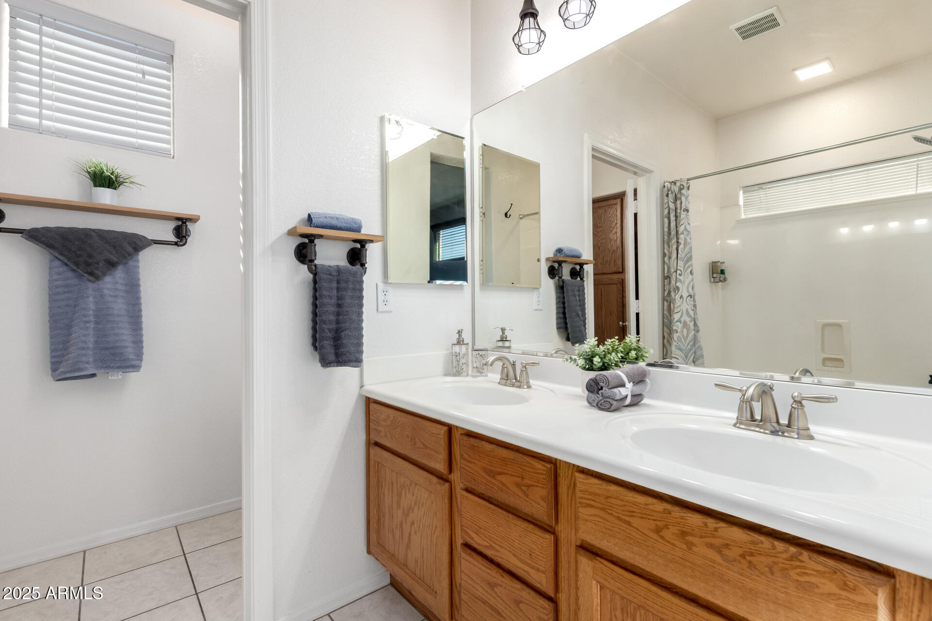 939 South Roca Street Gilbert, AZ 85296 - Photo 22 of 40 a bathroom with a double vanity sink and a mirror