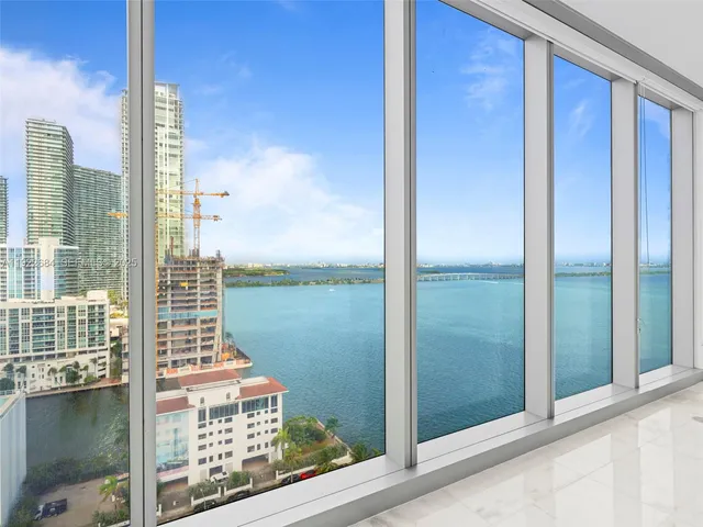 a view of a balcony with lake view