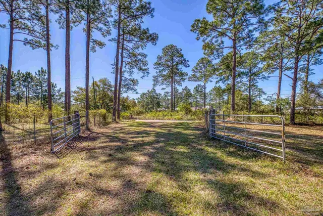 a view of an outdoor space and swimming pool
