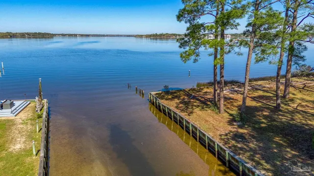 a view of a lake with houses
