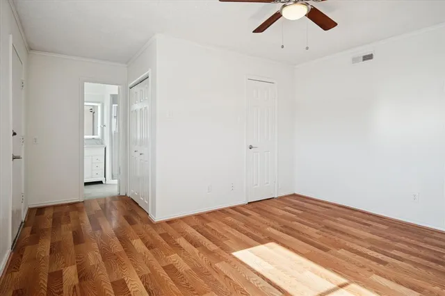 a view of small space with wooden floor