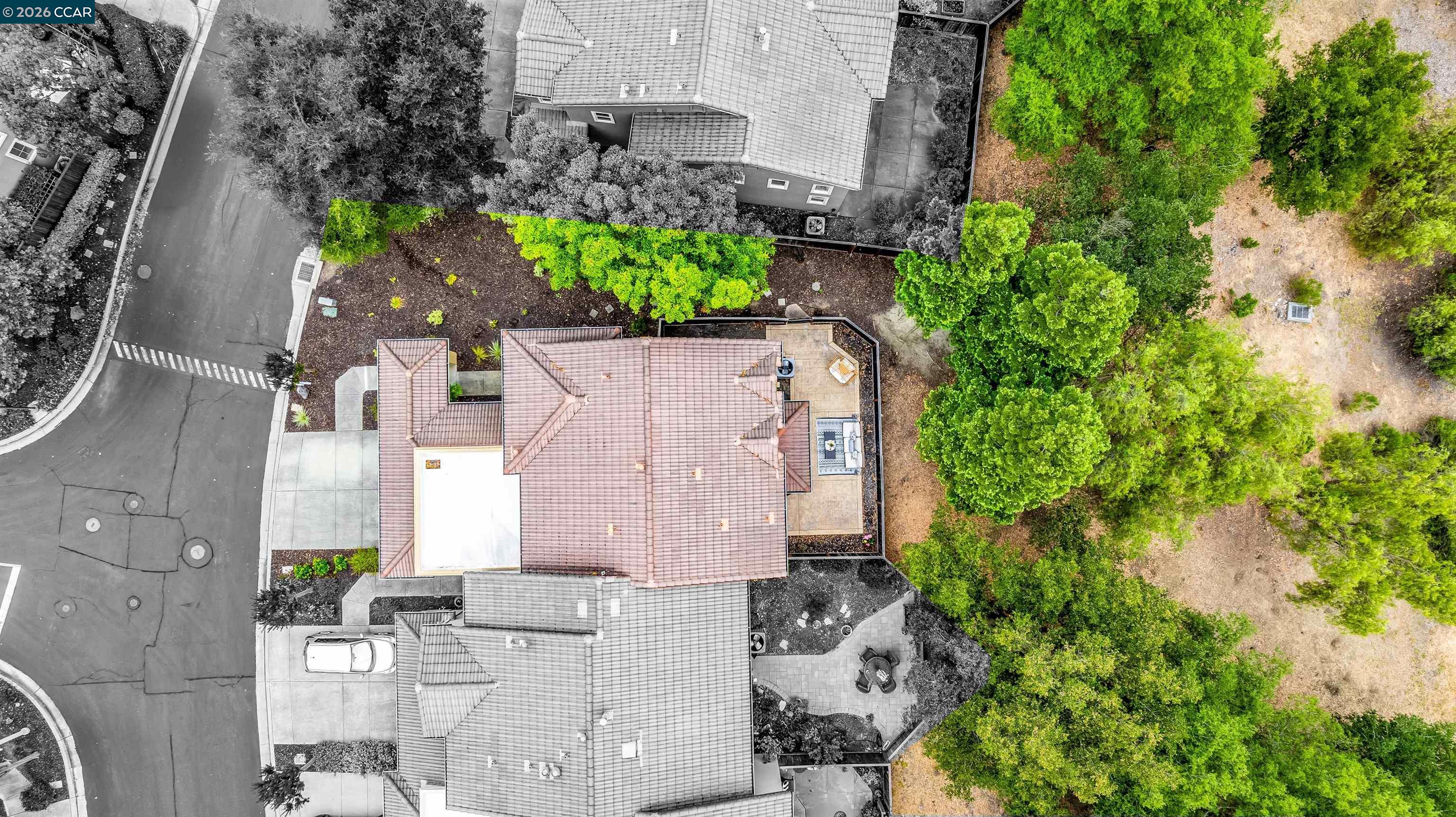 124 Coralflower Lane San Ramon, CA 94582 - Photo 43 of 47 an aerial view of a house with a yard and a garden
