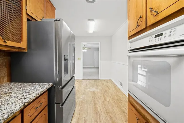 a view of a kitchen cabinets
