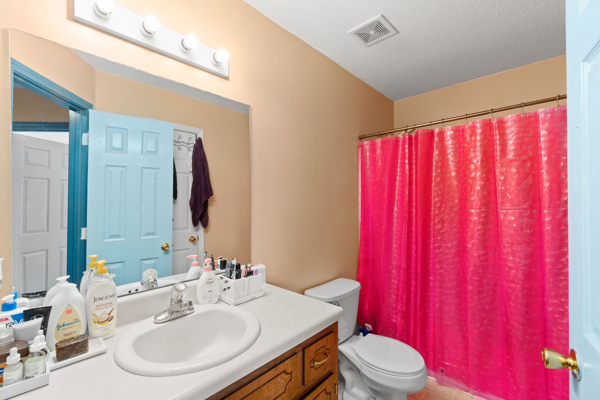 2492 Rafiki Drive Clarksville, TN 37042 - Photo 17 of 24 a bathroom with a sink a toilet and shower curtain