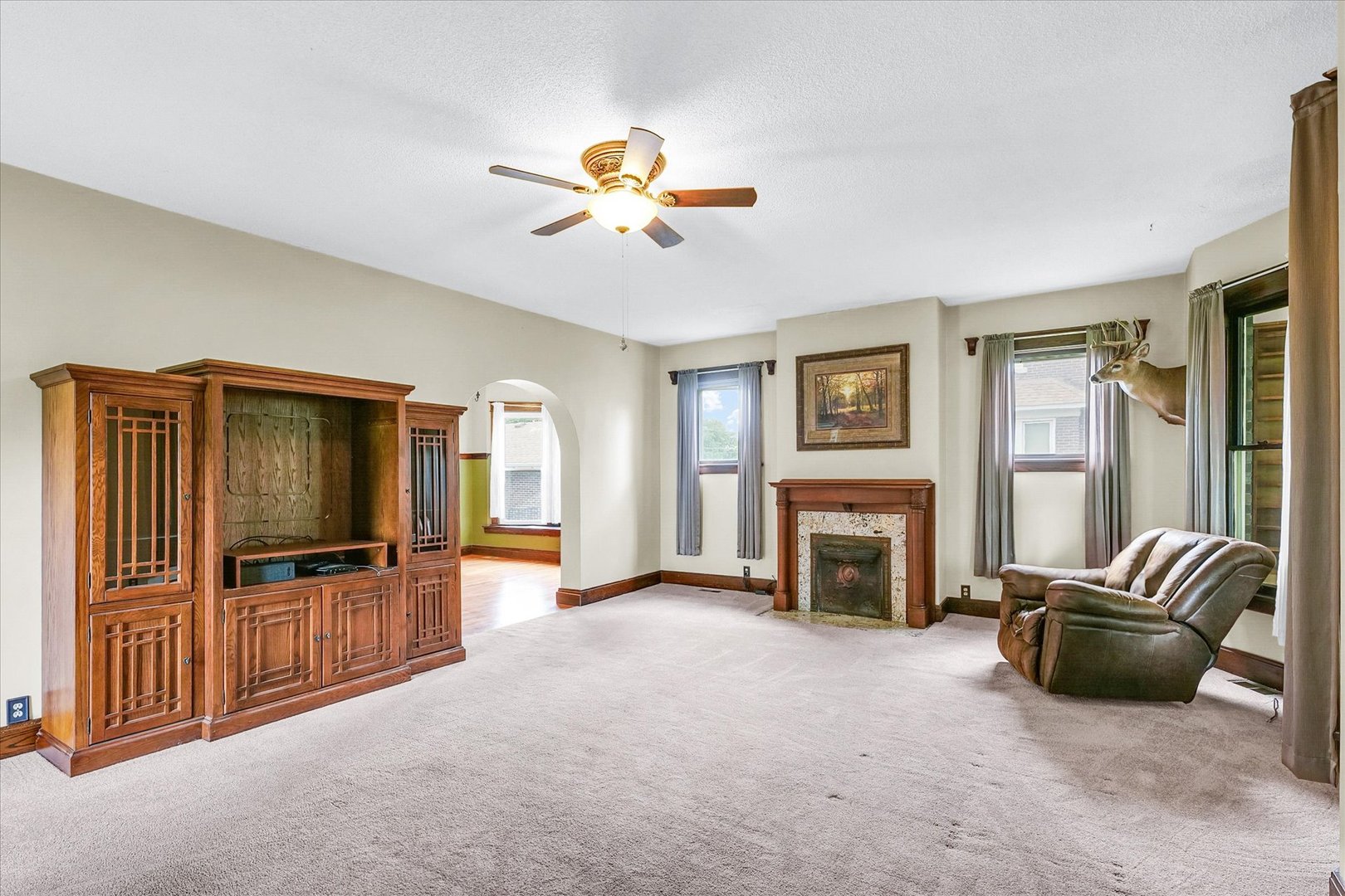 301 North Main Street Fithian, IL 61844 - Photo 8 of 53 a living room with furniture flat screen tv and fireplace