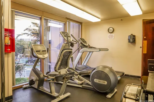 a view of a room with gym equipment