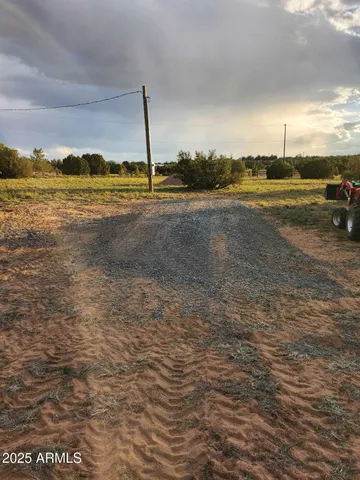 a aerial view of a house with a yard and wooden fence