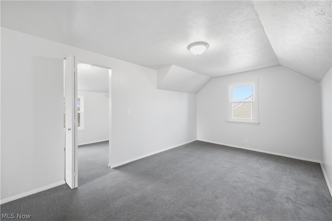 227 Wilson Street Struthers, OH 44471 - Photo 25 of 44 Additional living space featuring dark colored carpet and a textured ceiling