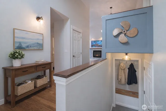a view of hallway with washer and dryer
