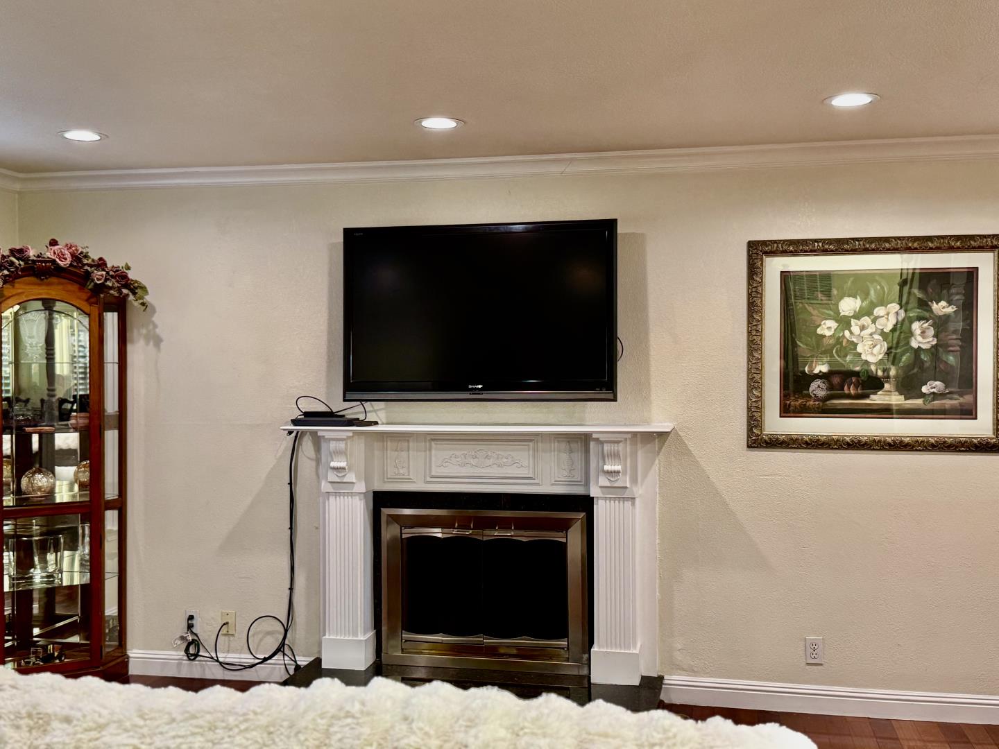 5736 Silver Leaf Road San Jose, CA 95138 - Photo 5 of 42 a living room with a fireplace and a flat screen tv