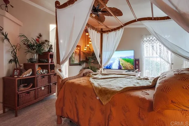a bathroom with a shower and a mirror