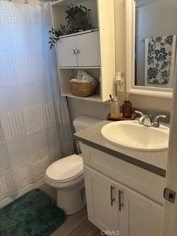 a bathroom with a sink toilet and mirror